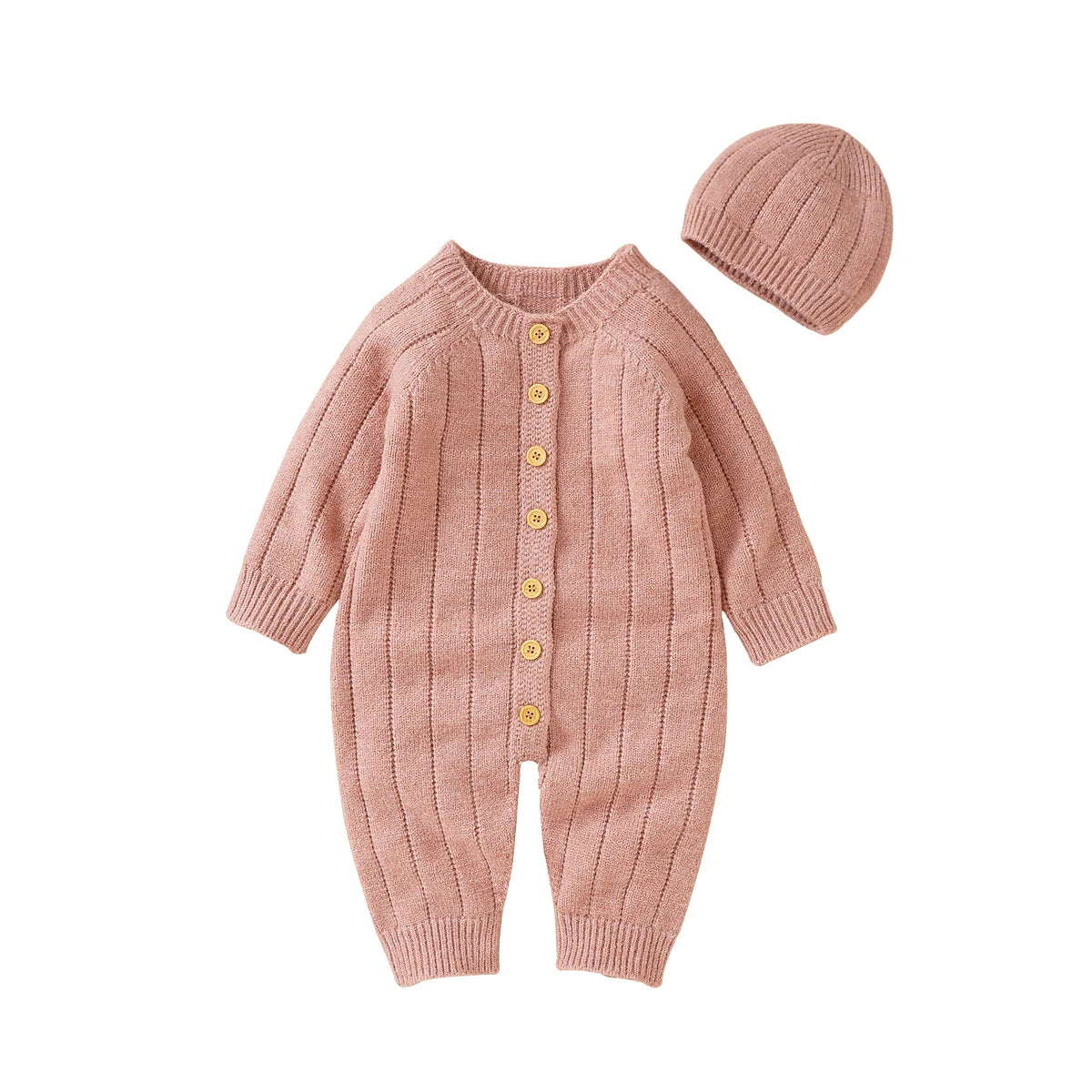 Baby Boys Girls Rompers Spring Autumn Long Sleeve Newborn Netural Candy Color Jumpsuits Hats Outfits 2pcs Infant Toddler Clothes