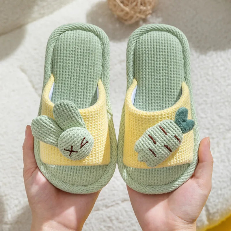 Kids' Slippers Rabbit Cotton Four Seasons Household Parenting Boys Girls Cartoon Summer Indoor Children's Fish Mouth Slippers