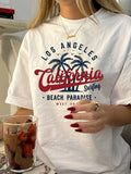 Los Angeles California Surfing Women's Tee - Retro Beach Graphic, Casual Summer Top