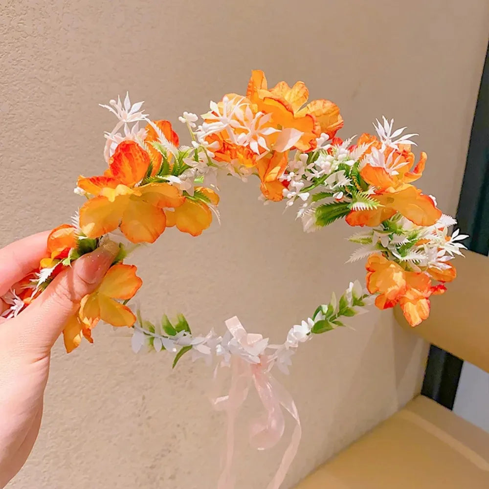 Girl Flower Wreaths Garland Crown Diadem Wedding Baroque Hairband hair flower Crown Bridal Headband Fairy Princess Hair Tiaras