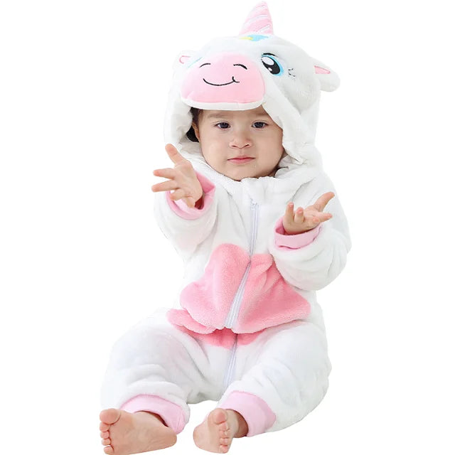 MICHLEY New Easter Rabbit Baby Rompers Winter Hooded Flannel Toddler Infant Clothes Overall Bodysuits Jumpsuit Costume For Kids