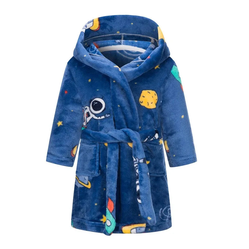 Kids Bathrobe for Girl Children Clothing Girl Flannel Bath Robe Clothes Boy Cartoon Night Robe Kids Pajamas For Girl 2-12 years
