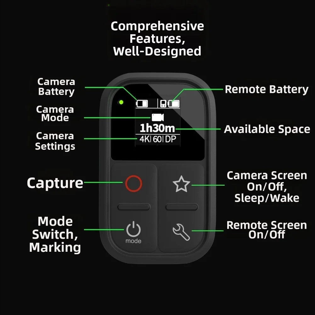 Waterproof Remote Control For INSTA360 X5 For X4 For X3 For GO3S For AcePro2 Action Cameras With Long/short Strap Smart Remote