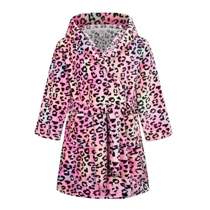 Kids Bathrobe for Girl Children Clothing Girl Flannel Bath Robe Clothes Boy Cartoon Night Robe Kids Pajamas For Girl 2-12 years