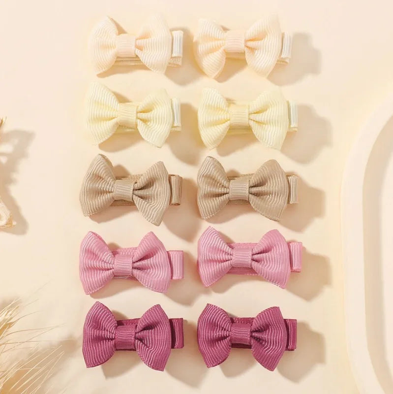 10pcs/Set Mini Hair Bow Clips for Baby Girls Cute Dopamine Color Handmade Bowbots Hairpins Lovely Headwear Kid Hair Accessories