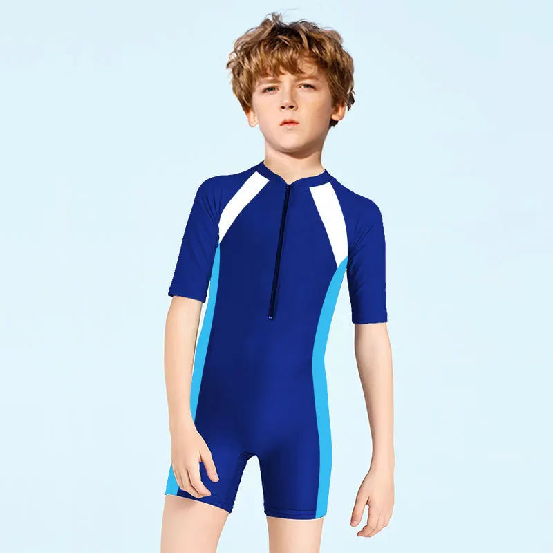 Children's Swimsuits, One-Piece Swimsuits, One-Piece Swimsuits, Short Sleeve Beach Sunscreen, Professional Training Swimsuits