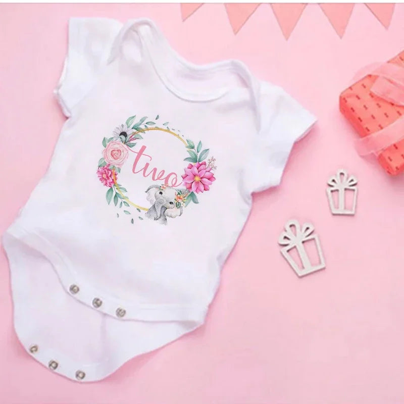 My 2st Birthday Newborn Summer Bodysuit Infant Body Baby Princess Short Sleeve Jumpsuit Baby Girl Birthday Party Outfits Clothes