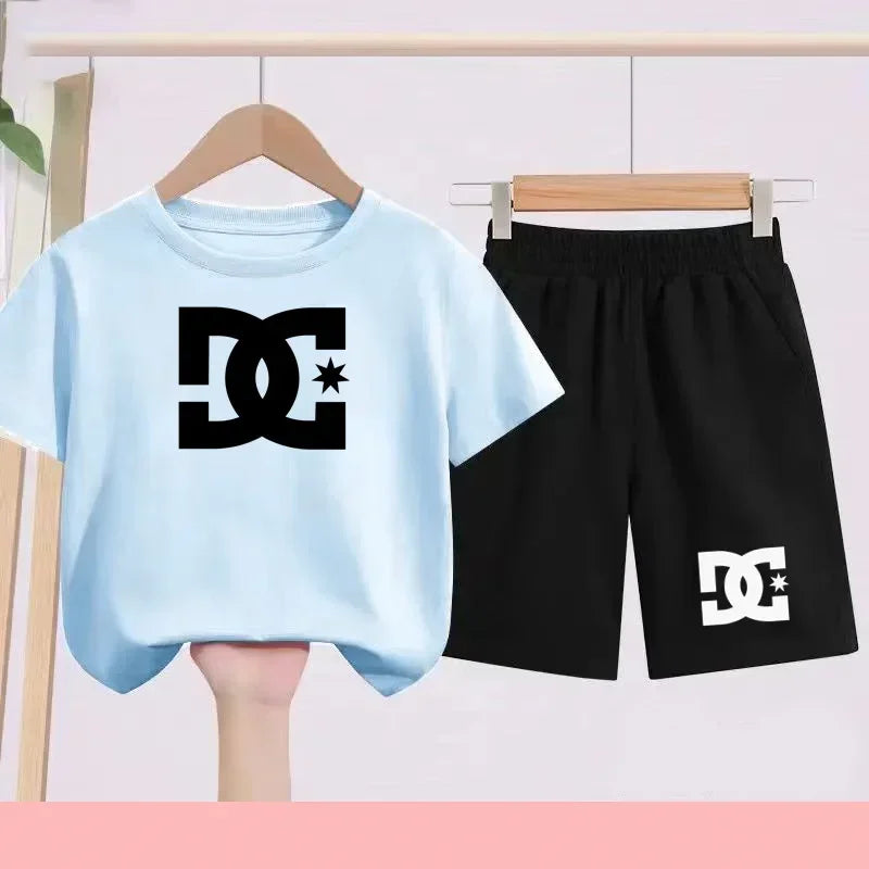 Ensembles d'été Enfants 3-13 Ans Imprimé Mignon T-shirt Sport Manches Courtes + Shorts Décontractés Garçons Filles Tenues Cadeau