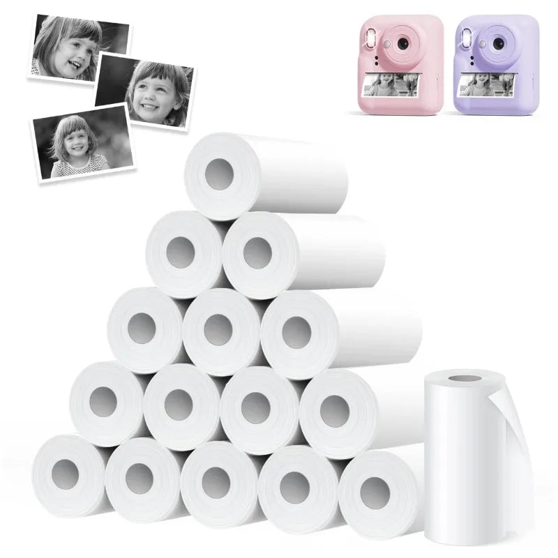 10Rolls 57x25mm White Thermal Paper for Children's Camera Instant Print Kids Camera Printing Paper Replacement Accessories
