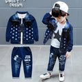 Children's Set 2025 New Spring and Autumn Boys' Korean Edition Denim Set Coat+T-shirt+Jeans Infant Fashion Three Piece Set 0-6Y