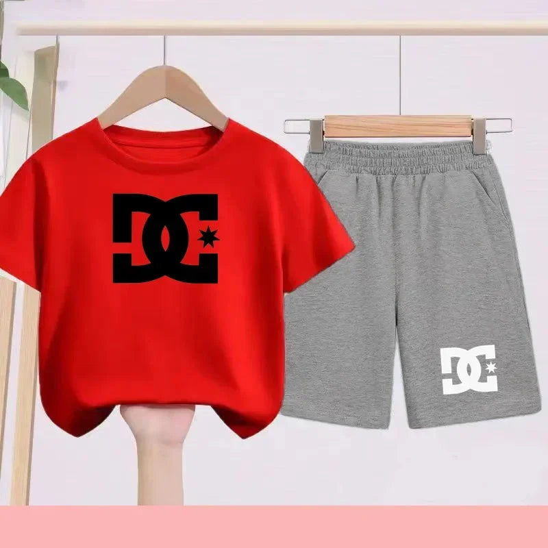 Ensembles d'été Enfants 3-13 Ans Imprimé Mignon T-shirt Sport Manches Courtes + Shorts Décontractés Garçons Filles Tenues Cadeau