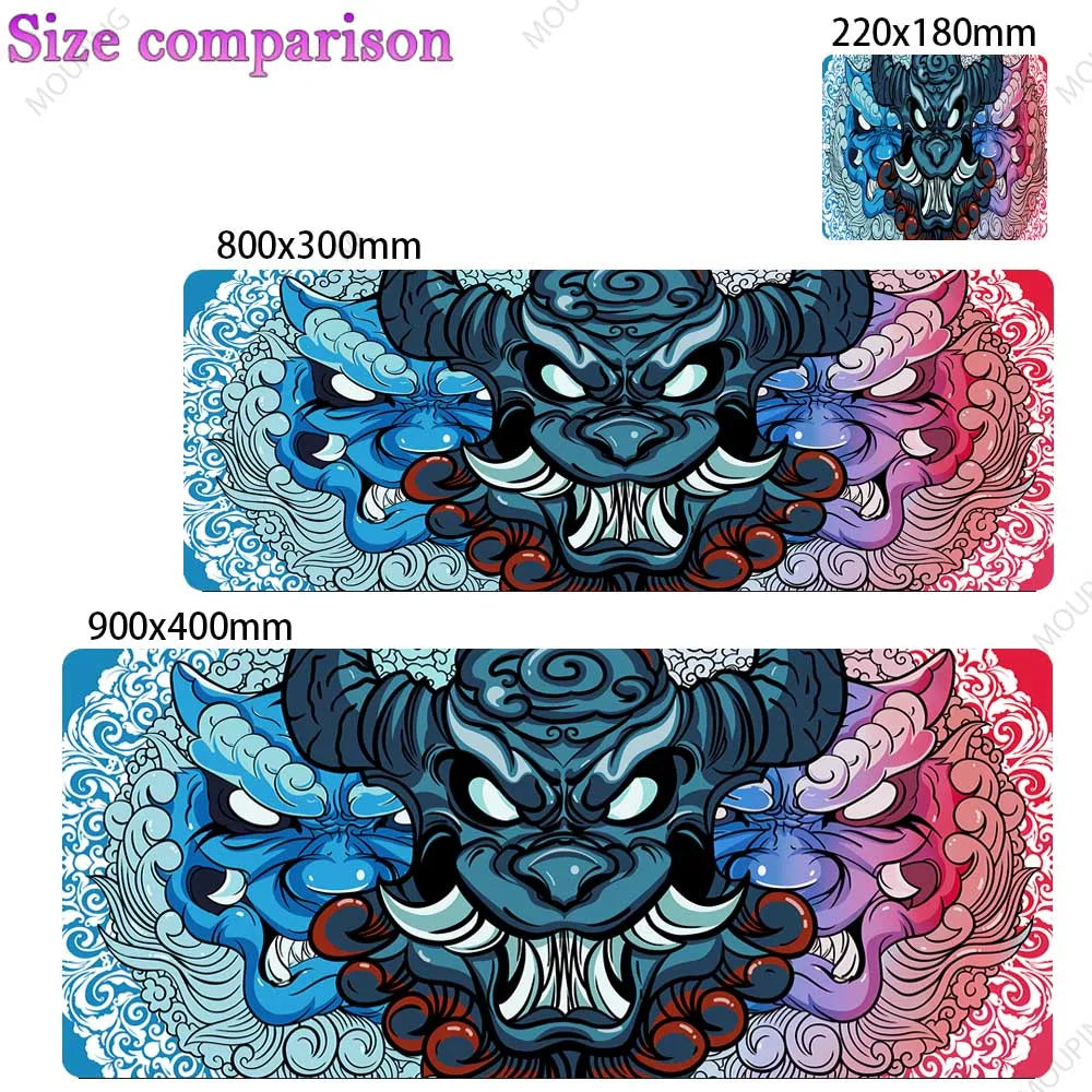 Large Japan White Skull Gaming Mouse Pad Thick Non Slip Rubber Stitched Edge Oversized Desk Mat For PC Gamer Laptop Durable