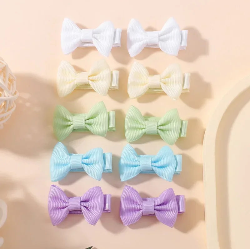 10pcs/Set Mini Hair Bow Clips for Baby Girls Cute Dopamine Color Handmade Bowbots Hairpins Lovely Headwear Kid Hair Accessories