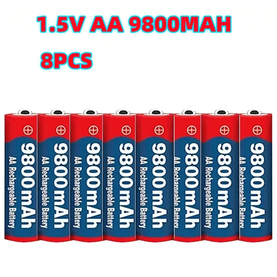 High Capacity 9800mAh 1.5V AA Rechargeable Alkaline Battery Durable for Camera, Microphone, Toy, LED Devices
