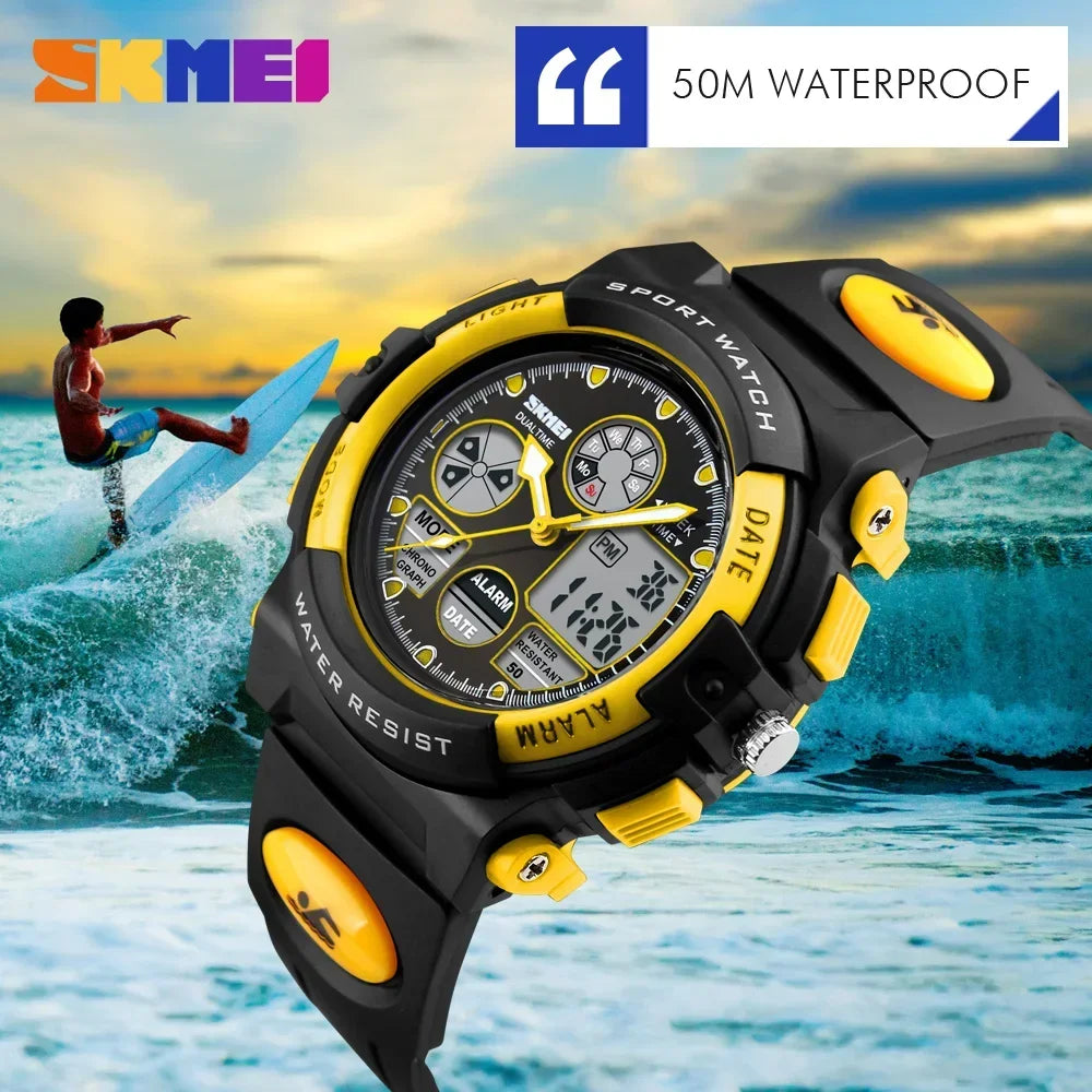 SKMEI 1163 Sport Electronic Quartz Watches for Girl Boy Military Digital Children Dual Display Waterproof Kids Wristwatches 1451