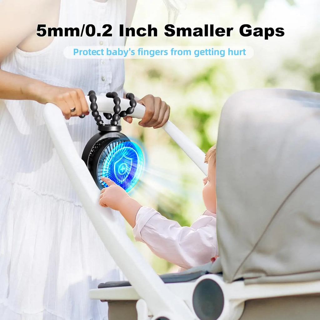 Octopus Baby Stroller Fan USB Charging Fan Mobile Phone Holder 3 Speeds Portable Mini Fan  Silent Clip on Fan for Home Outdoor