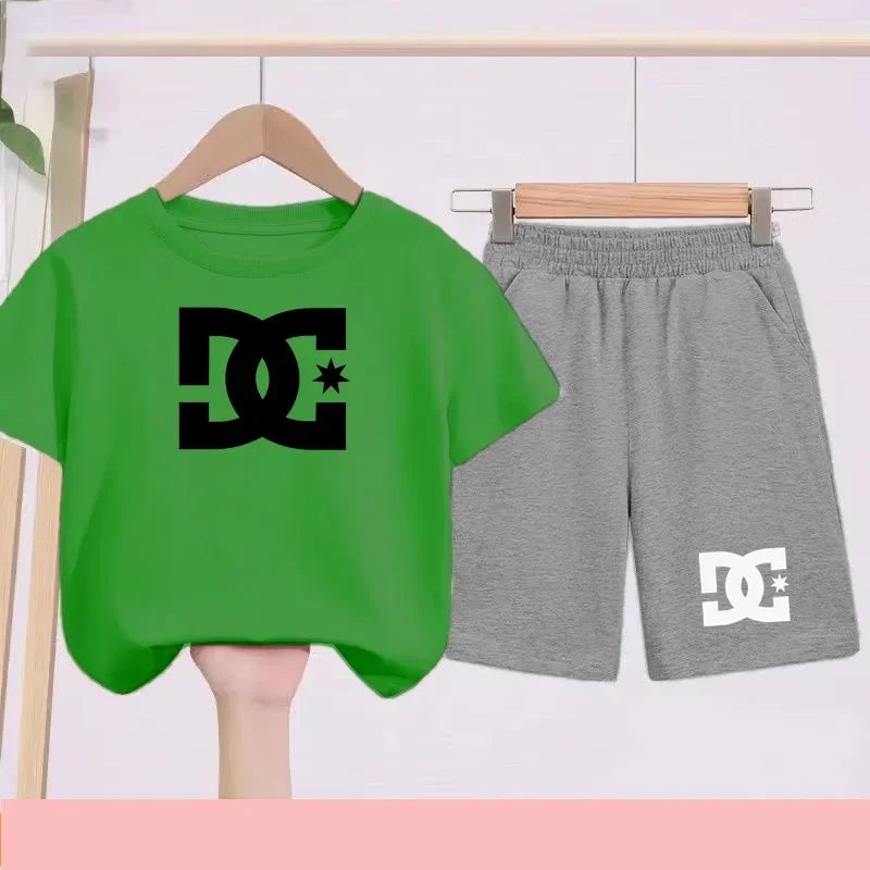 Ensembles d'été Enfants 3-13 Ans Imprimé Mignon T-shirt Sport Manches Courtes + Shorts Décontractés Garçons Filles Tenues Cadeau