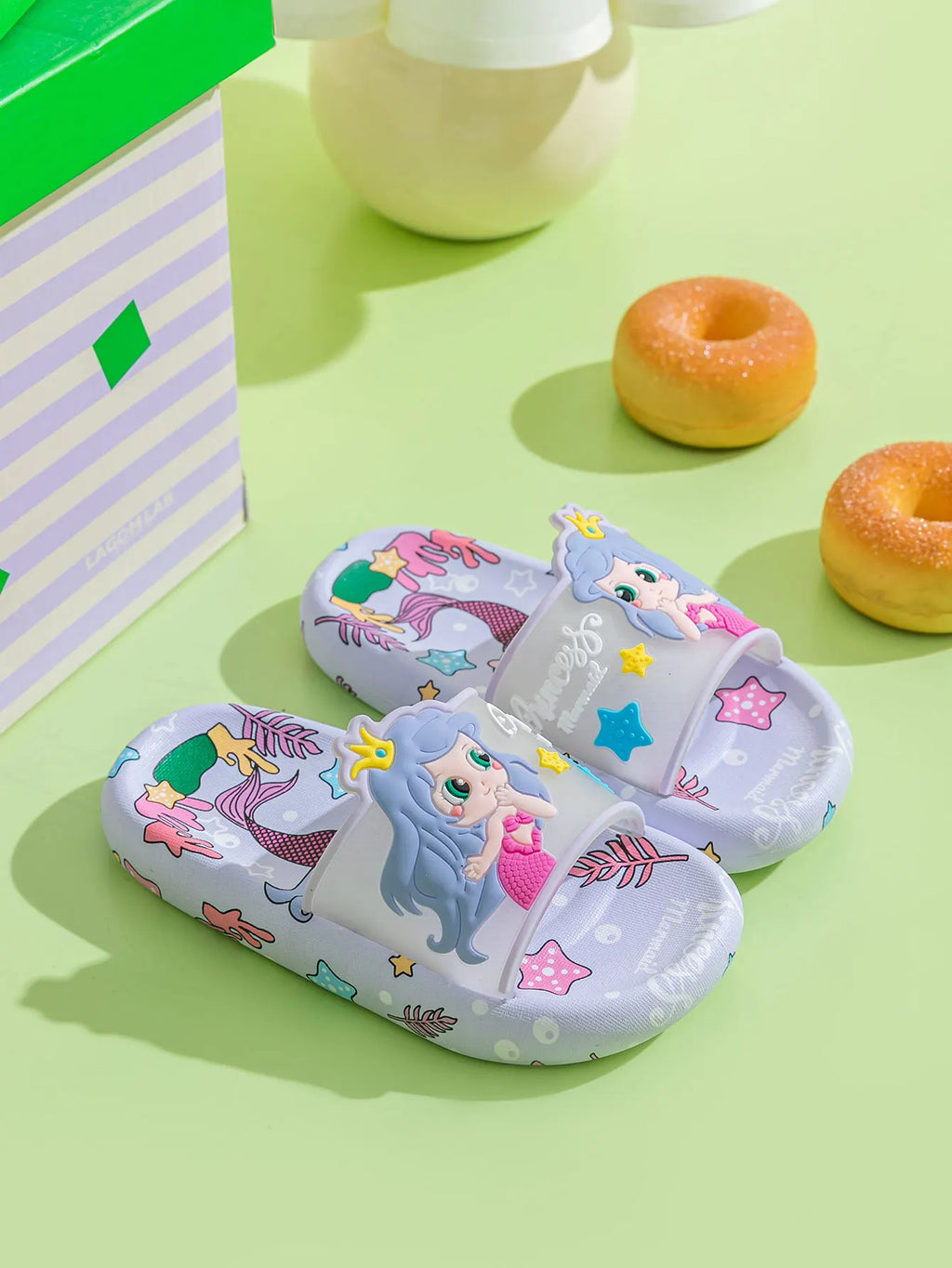 2025 Summer Children's Cute Cartoon Mermaid Cool Slippers Indoor and Outdoor Leisure Comfortable Anti slip Soft Bottom Home Slip