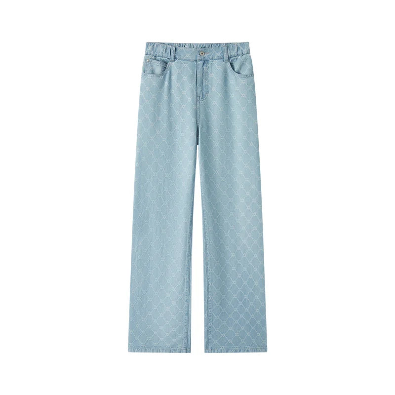 Semir Jeans Women Elastic Waist Long Trousers 2025 New Summer Version Cool Feeling Wide-leg Trousers
