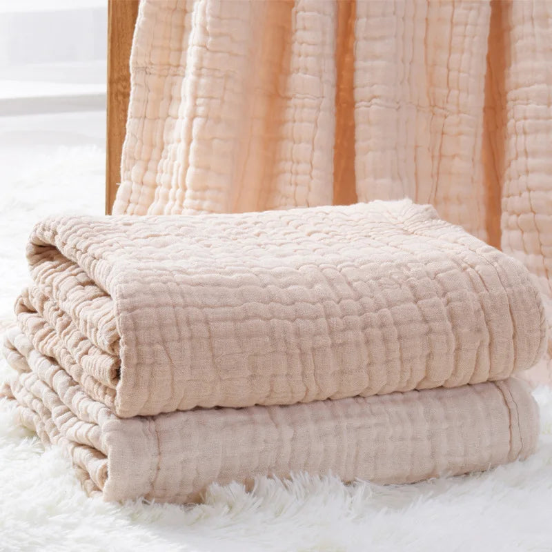 6 Layers Muslin Swaddle Baby Blankets Newborn Cotton Baby Blanket Bath Quilt Solid Newborn Swaddle Baby Boy Girl Blanket