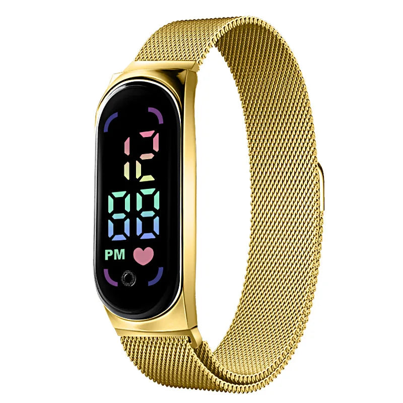 New Magnetic LED Electronic Watch, Student Sports Alloy Bracelet, Gift Children's Electronic Watch