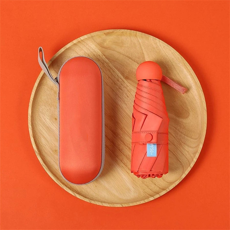 1pc Fashion Women Mini Folding Sun Umbrella UV Protection Portable Pocket Capsule Umbrellas with Box