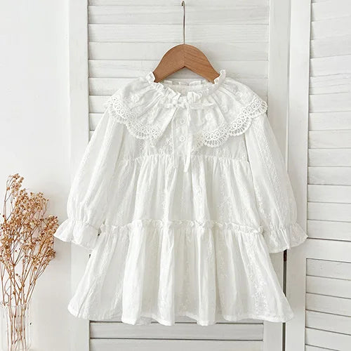 2024 New Autumn Sister Clothes Baby Girl Romper Kids Princess Dresses Long Sleeved Cotton Embroidery 2-6Yrs Girl Party Dress