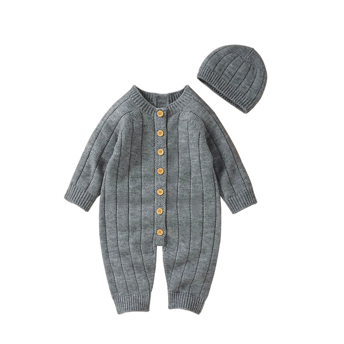 Baby Boys Girls Rompers Spring Autumn Long Sleeve Newborn Netural Candy Color Jumpsuits Hats Outfits 2pcs Infant Toddler Clothes