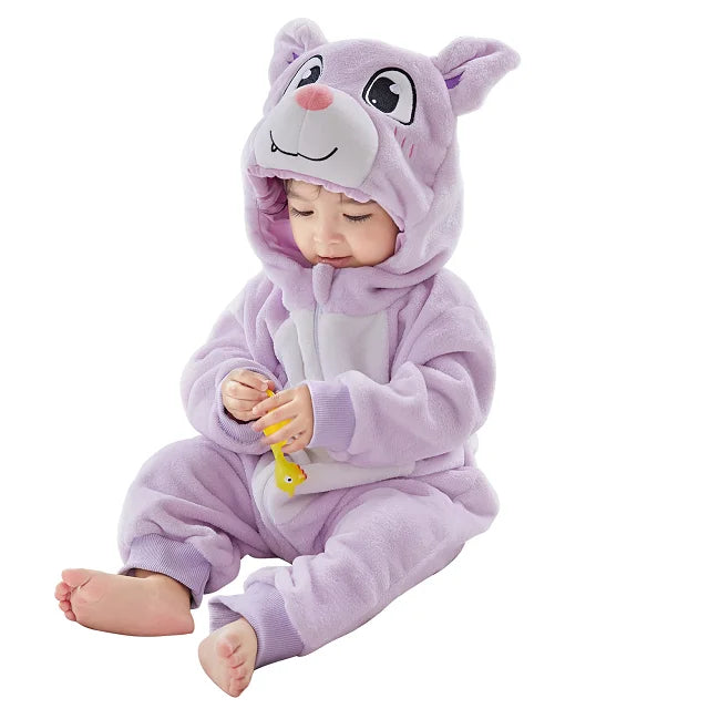 MICHLEY New Easter Rabbit Baby Rompers Winter Hooded Flannel Toddler Infant Clothes Overall Bodysuits Jumpsuit Costume For Kids