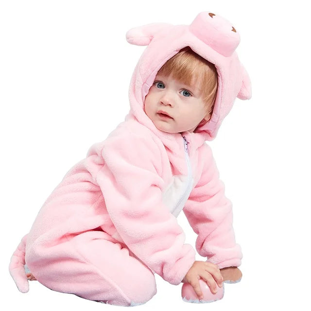 MICHLEY New Easter Rabbit Baby Rompers Winter Hooded Flannel Toddler Infant Clothes Overall Bodysuits Jumpsuit Costume For Kids