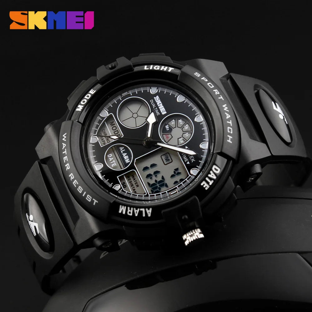 SKMEI 1163 Sport Electronic Quartz Watches for Girl Boy Military Digital Children Dual Display Waterproof Kids Wristwatches 1451