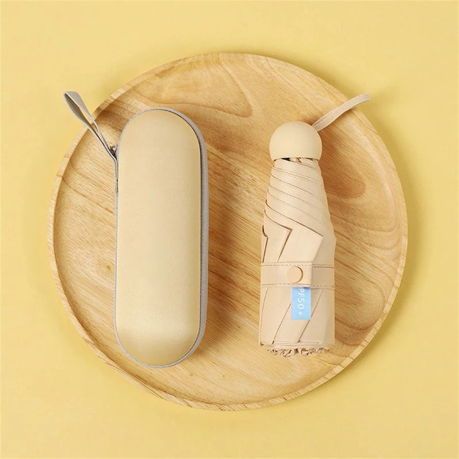 1pc Fashion Women Mini Folding Sun Umbrella UV Protection Portable Pocket Capsule Umbrellas with Box