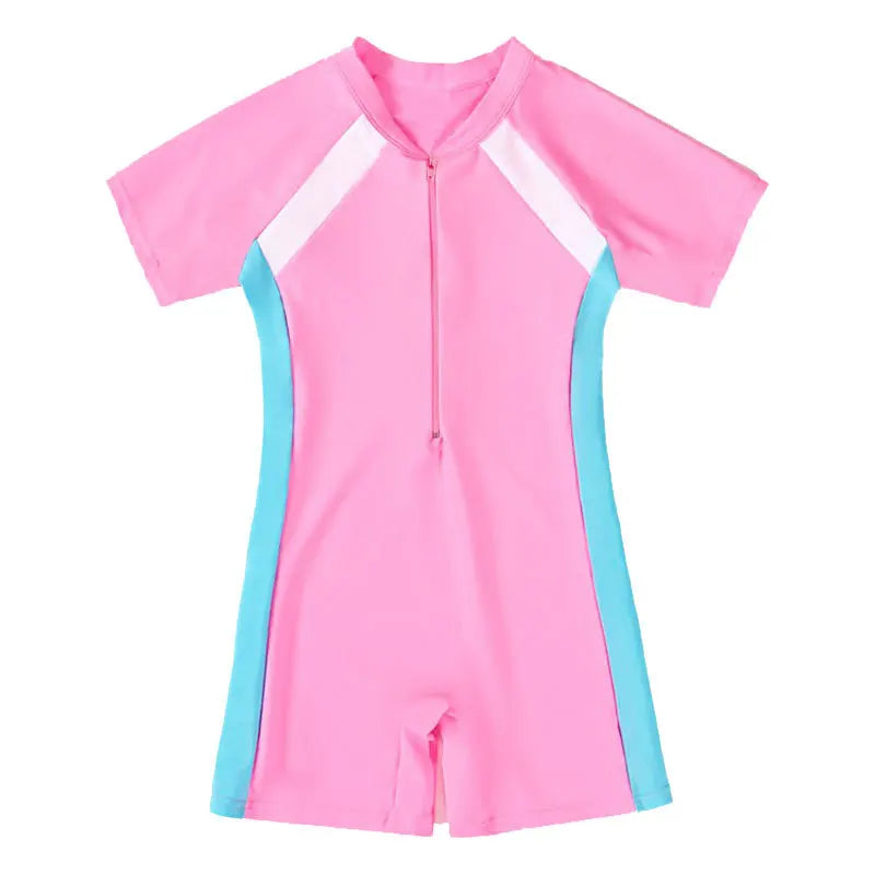 Children's Swimsuits, One-Piece Swimsuits, One-Piece Swimsuits, Short Sleeve Beach Sunscreen, Professional Training Swimsuits