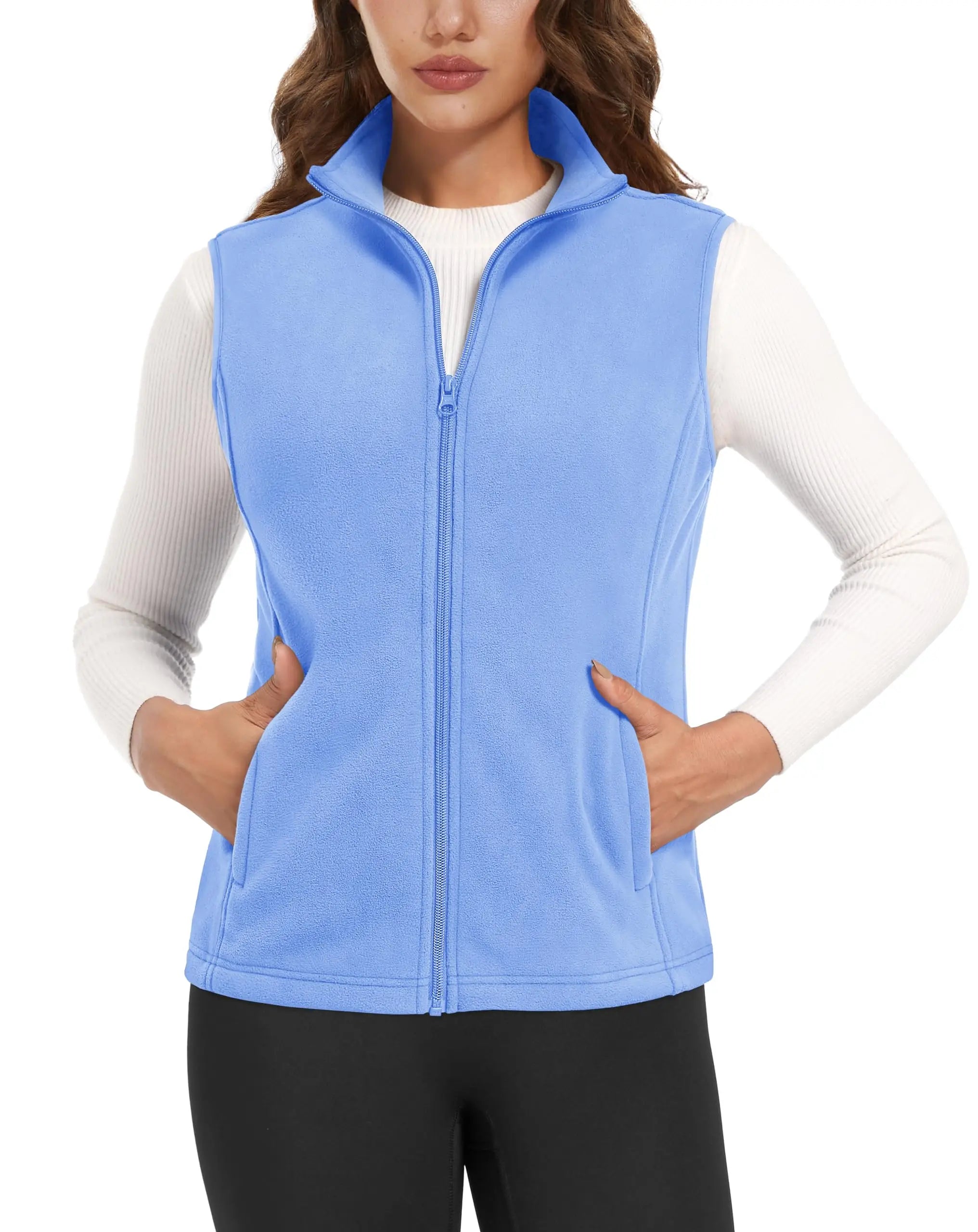 TACVASEN Autumn Winter Soft Warm Vest Womens Fashion Fleece Sleeveless Jacket Lightweight Outdoor Casual Zipper Front Waistcoat
