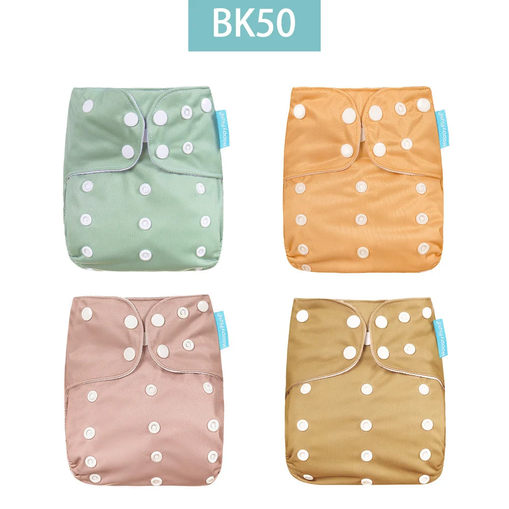 Happyflute 2023 4pcs/set Washable Eco-friendly Baby Cloth Diaper Ecological Adjustable Nappy Reusable Diaper Fit 0-2year 3-15kg