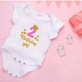My 2st Birthday Newborn Summer Bodysuit Infant Body Baby Princess Short Sleeve Jumpsuit Baby Girl Birthday Party Outfits Clothes