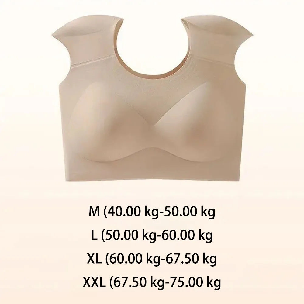 Traceless Right-angle Shoulder Bra Breathable Tops Makes Large Breasts Appear Smaller Shoulder Pad Bra for Women