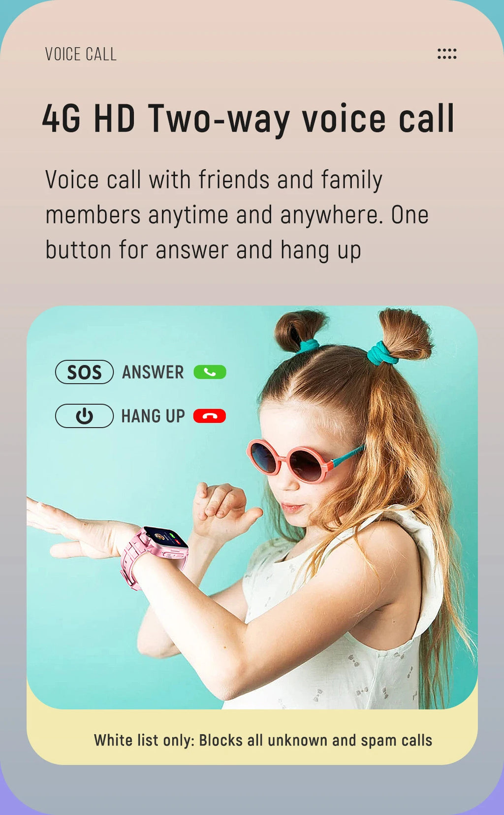 Kids Smart Watch for Children 4G Sim Card SOS Phone Call GPS Positioning WiFi 850mAh 1.69 Inch Waterproof Footprint Tracker K15H