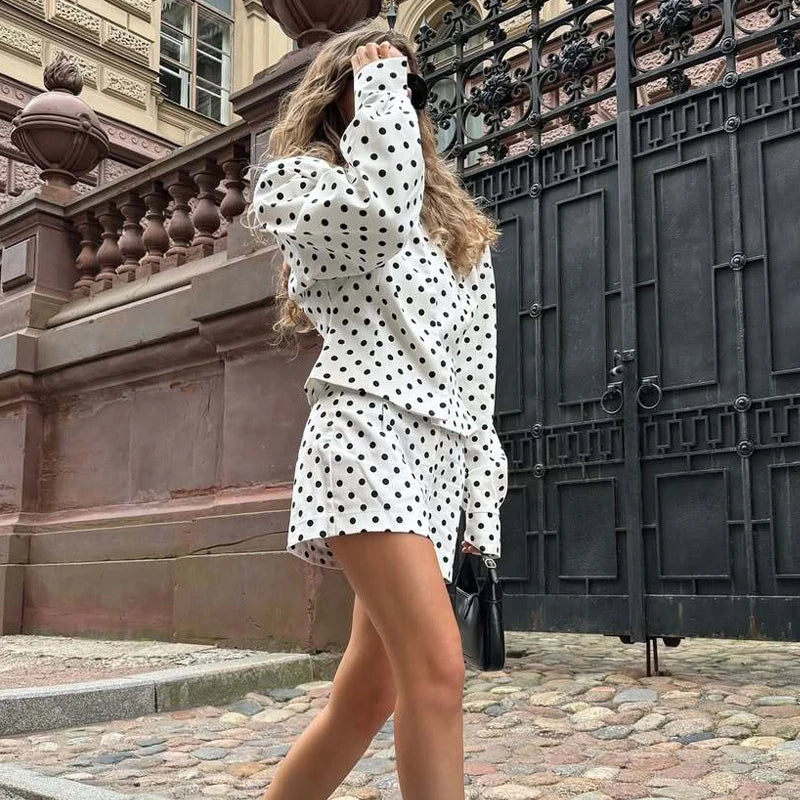 MUJER Polka Dot Mini Shorts for Women Fitness Bermuda Shorts Woman High Waist Short Women's Shorts Sets Holiday Casual Shorts