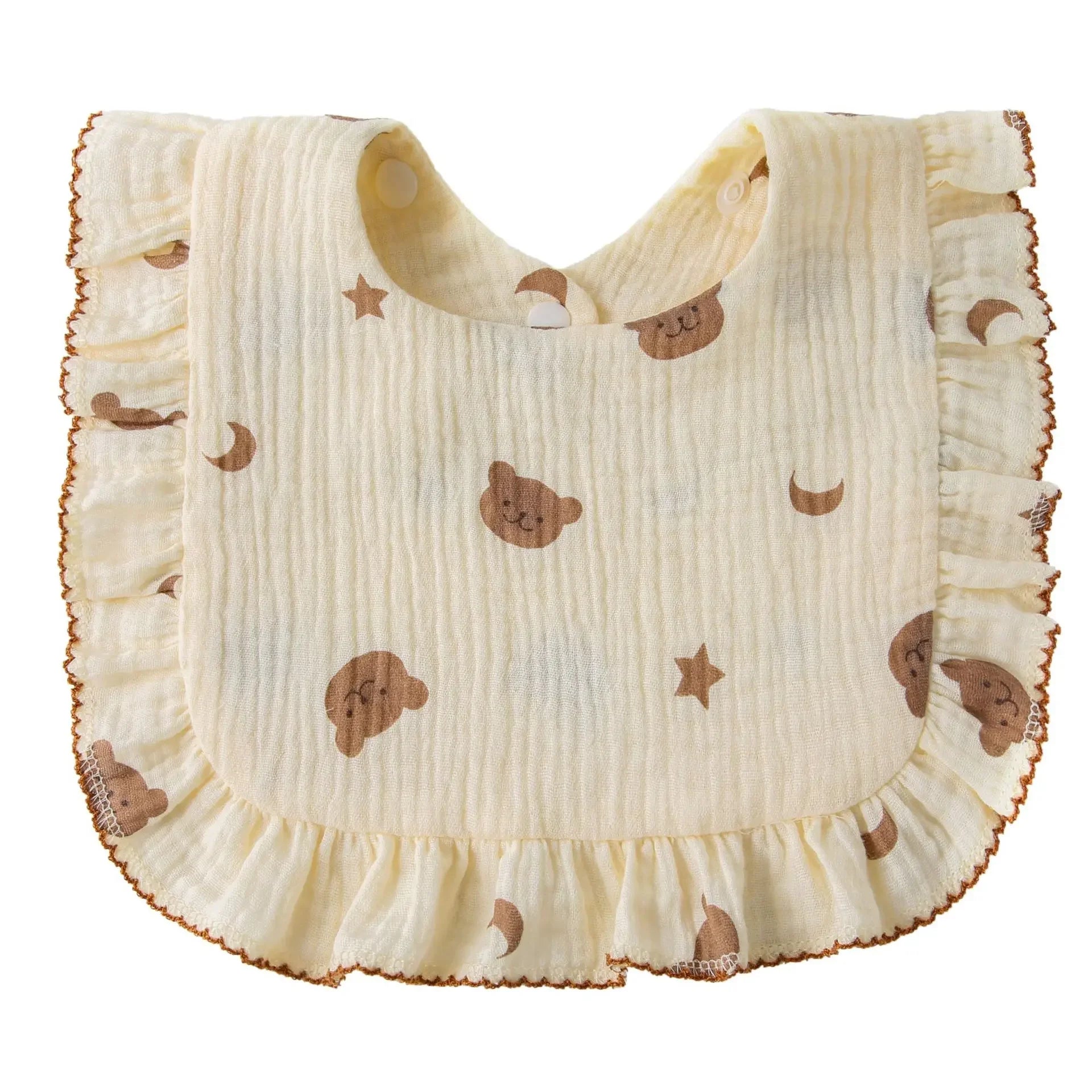 Cotton Baby Bib Infant Muslin Burp Cloths Girls Feeding Bibs Drool Saliva Towel Toddler Ruffle Floral Bib Babies Accessories