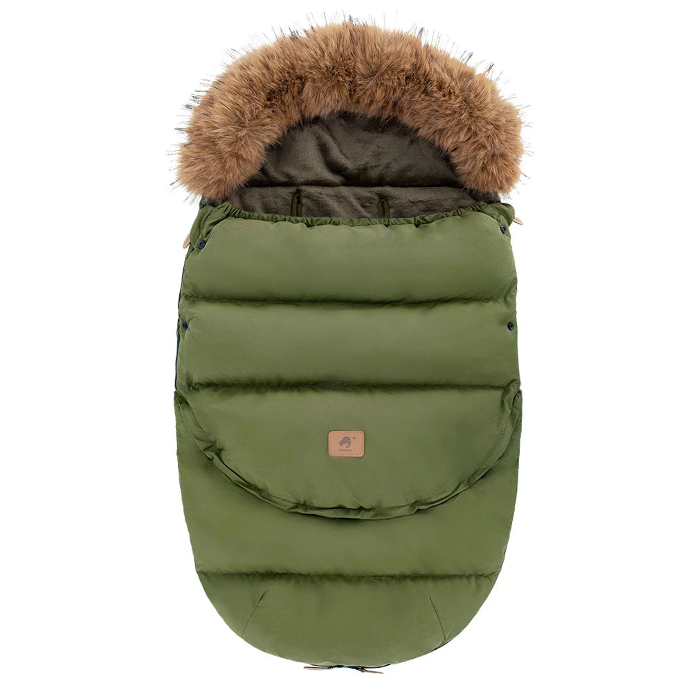 Baby Stroller Accessories Universal Pram Socks With Windproof Hooded Removable Fur Collar Winter Warm Envelope For Discharge