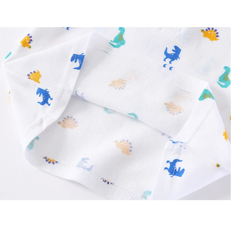 Formal Polo Shirts for Kids Polos Boy Toddler Clothes Party White Dinosaur Cute Korean Gentleman Shirt Summer Tops 2 4 6 7 Years