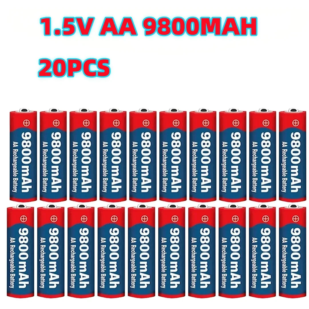 High Capacity 9800mAh 1.5V AA Rechargeable Alkaline Battery Durable for Camera, Microphone, Toy, LED Devices