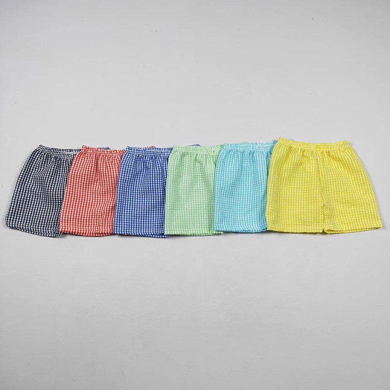 Wholesale Children Toddler Summer Seersucker Shorts Clothing Kids New Matching Baby Boy Girl Clothes