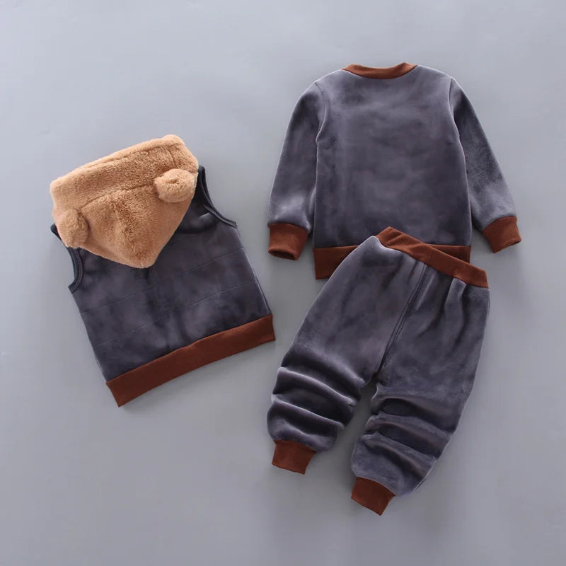 Boys Cute Animal Print Suits Girls Spring Autumn Hooded Outerwear Tops Pants 3Pcs Children Outdoor Comfort Casual Clothes Sets