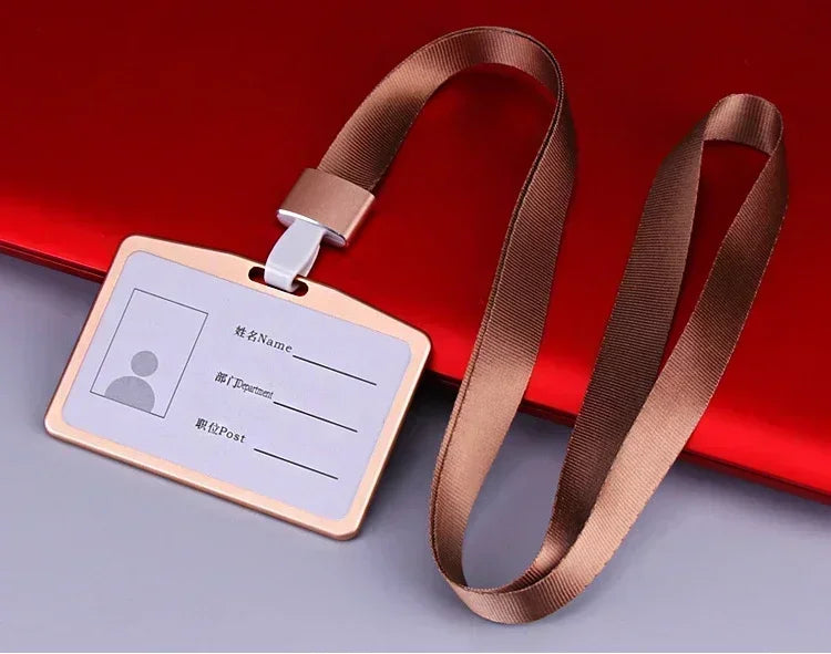1 Pcs Aluminum Alloy Card Cover Case Bank Business Work Card Holder with ABS Retractable Badge Reel Credit ID Card Badge Bag