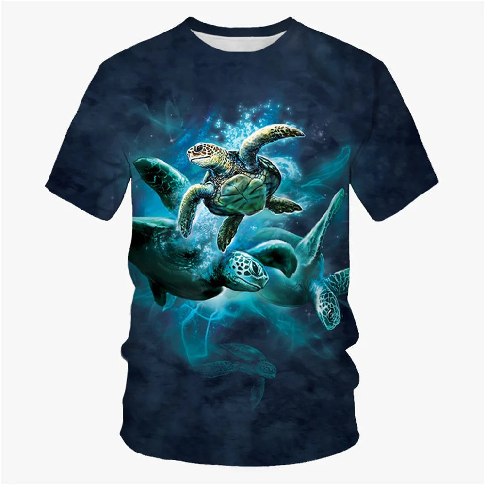Sea Turtle Pattern T-Shirt for a Boy Girls Clothes Boy T-Shirts Fashion Short Sleeve Boys Clothes Round Neck Children's T-Shirt