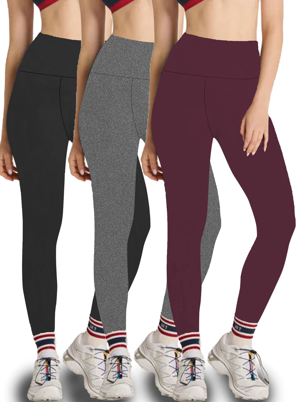 3 Pack Women's Super Soft Leggings High Waisted Tummy Control Workout Yoga Running Athletic Push Up Gym  Leggings