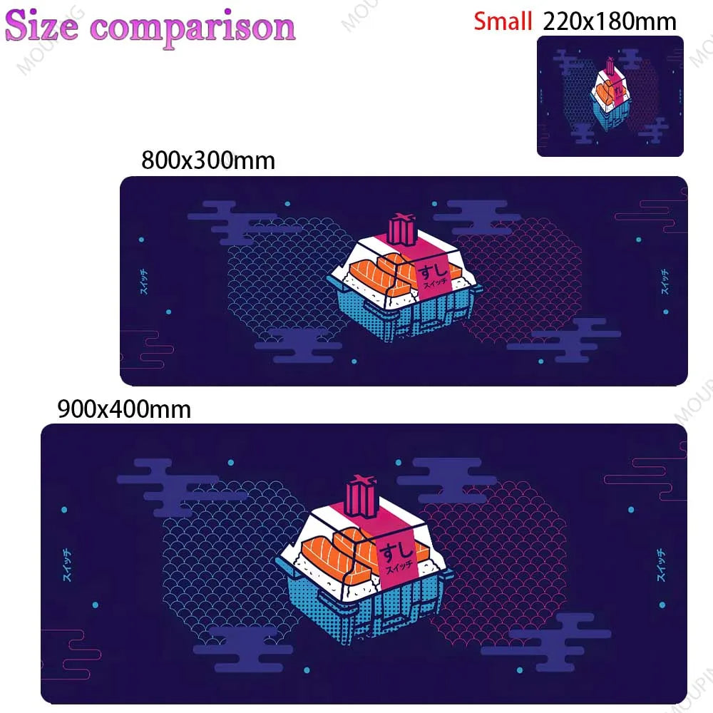 Large Kawaii Grey Gaming Mouse Pad Non Slip Rubber Stitched Edge Desk Mat For PC Laptop Office Dorm Switch Keyboard Gamer Gift
