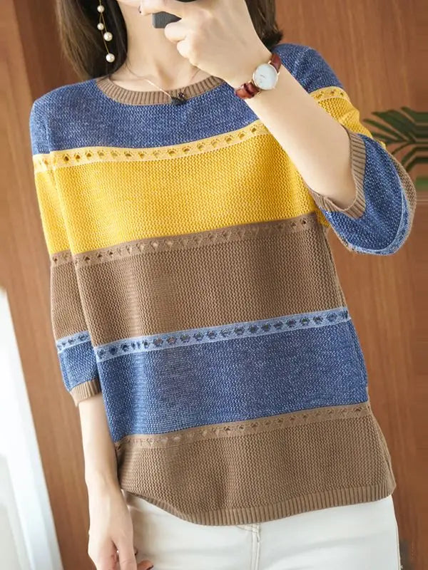 Summer Women knitted Short sleeve 2026 Thin Sweater Female Hollow Out Turtleneck Pullover Ladies knit Cotton Loose Jumpers